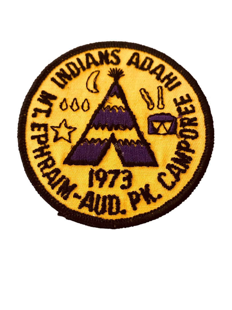 Girl Scout Patch Vintage 1973 Mt. Ephraim Aud Pk Camporee Indians ADAHI 3.2"