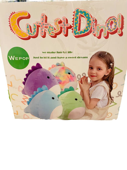 WePop 20 in Dino Pillow Blue New in Box 100% Cotton