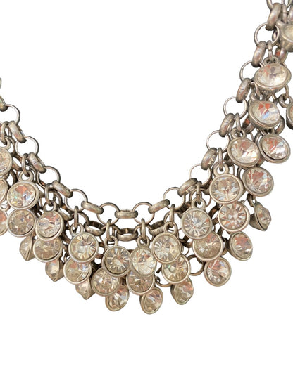 Silvertone Statement Necklace 22" Bib Style Chunky Chain