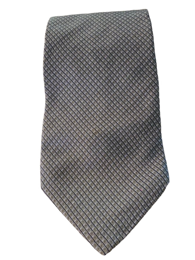 Neo Bill Blass Mens Necktie Silk Sage Green Blue Crosshatch Pattern 57"L Widest 3.75" Tie