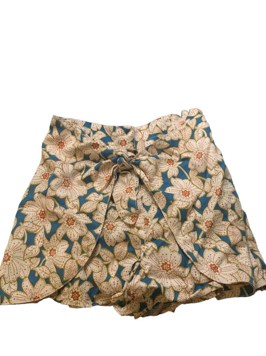 XS by Anthropologie Floral Front Tie Shorts Side Zipper Tropical