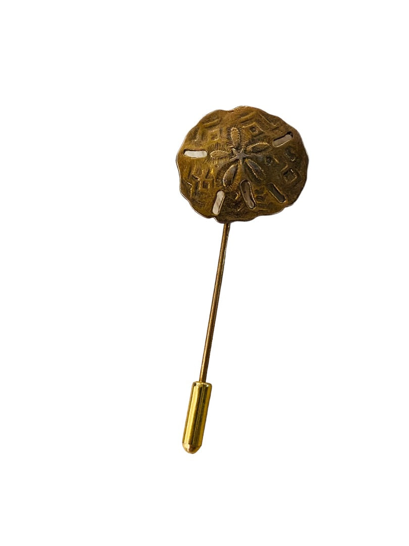 Vintage Goldtone Coppertone 2"l Stick Pin Sand Dollar Design (3/4")