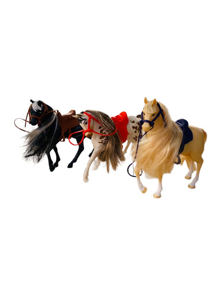 Set of 3 Play Toy Horses Saddles 6.5" Figurines 2018 Just Play