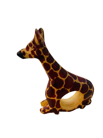 Napkin Rings Holder Wooden Safari Theme Giraffe Leopard Free Standing