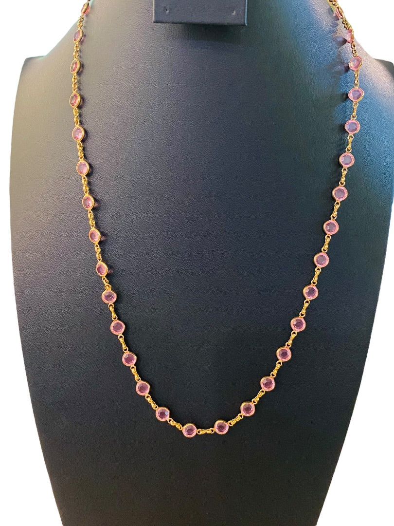 Goldtone Pink Signed Avon 22.5" Necklace Lobster Clasp