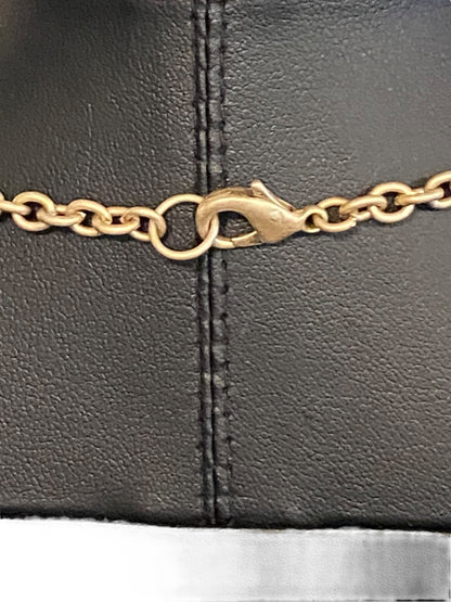 Brushed Goldtone Beaded Double Strand Necklace 17.5"Beaded 3" Drop