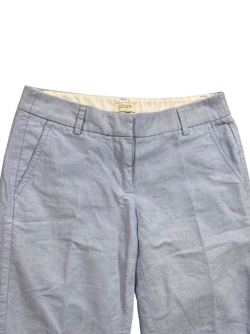 Size 0 J.Crew Womens Blue Oxford Cotton Crop Pants 25" Inseam A1201