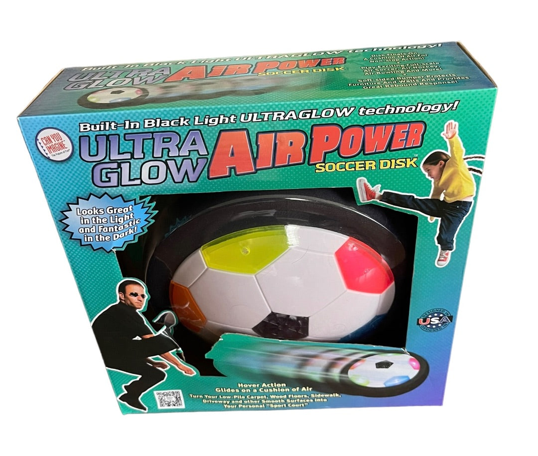 Ultra Glow Air Power Soccer Disk Hover Action Built in Black Light Toy