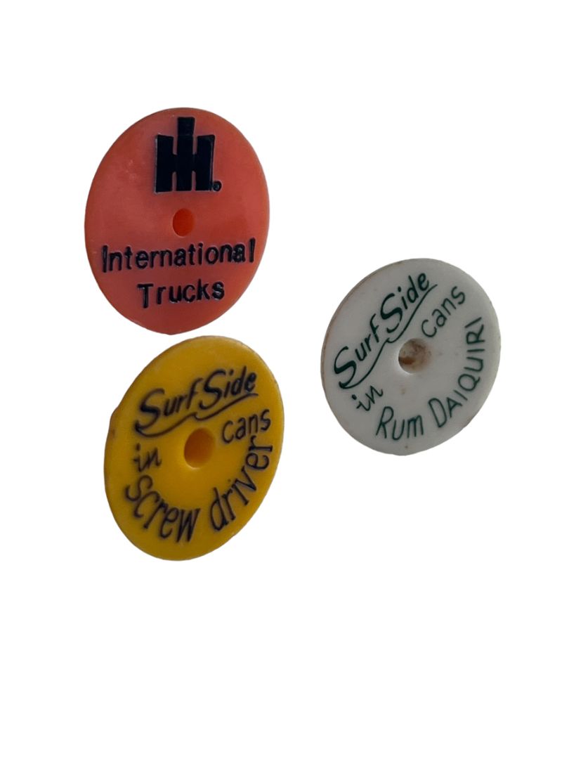 Vintage Rare Lot Of 3 Golf Ball Markers IH International Trucks 2 Surf Side Canned Drink Ads