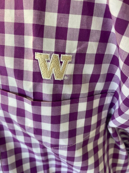 XL Washington Huskies Men's Button Down Gingham Shirt The W Collection NWT