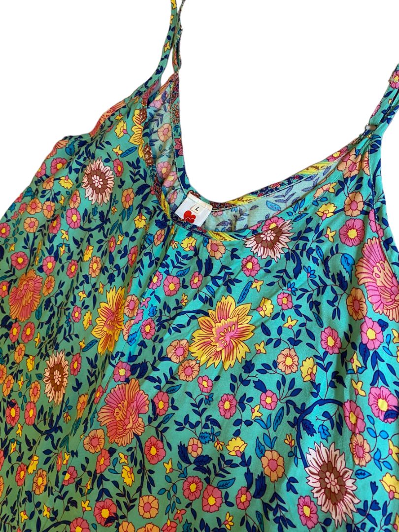 Size Large Buenos Ninos Floral Lightweight Jumper One Piece W Pockets Wide Leg