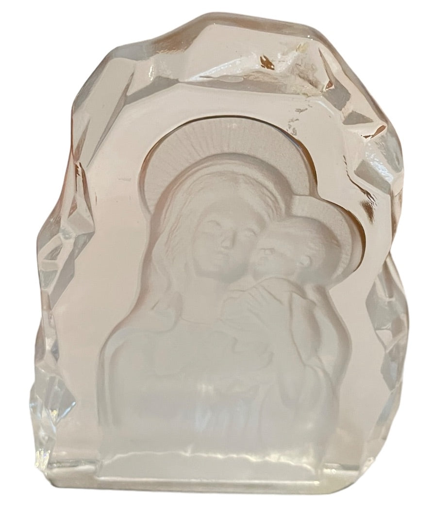 Vintage Virgin Mary & Infant Jesus Art Glass Figurine