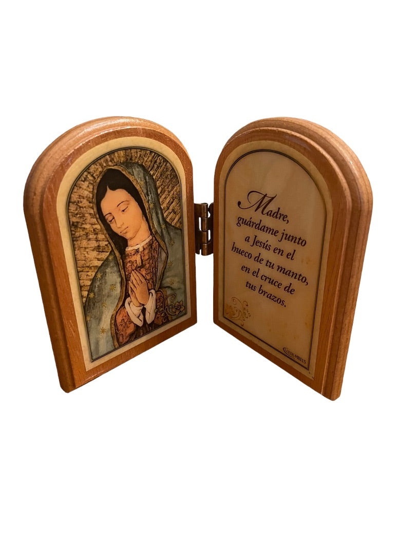 Our Lady of Guadalupe Morning Prayer Wooden Frame Hinge 4"h x 6"w