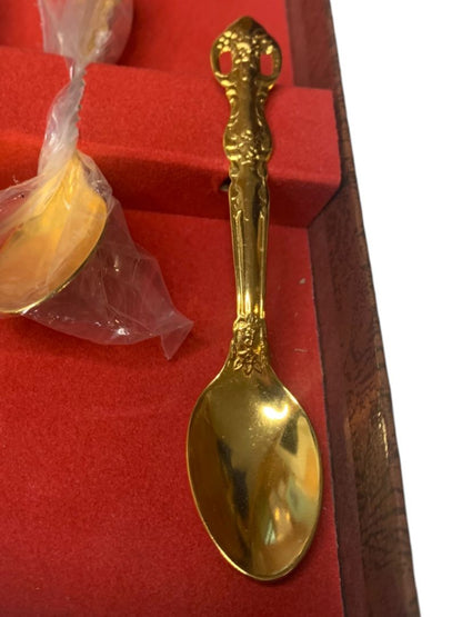 Vintage Goldplated Prestige Demitasse Spoons 4.5" Set of 6 in Box Stainless Steel