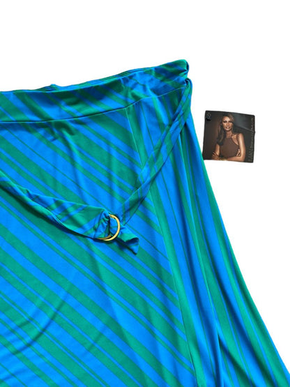 NWT XL Iman Turquoise Green Assymetric Belted Skirt