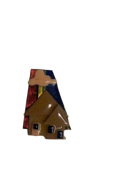 House Pins by Lucinda Brooch Brown House Cloud 2"h x 1.25"w Made in USA Maine