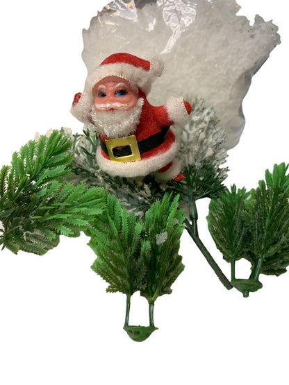 Midcentury Kitsch Holiday Decor Kit Snow Felted Santa Trees Lot of Craft