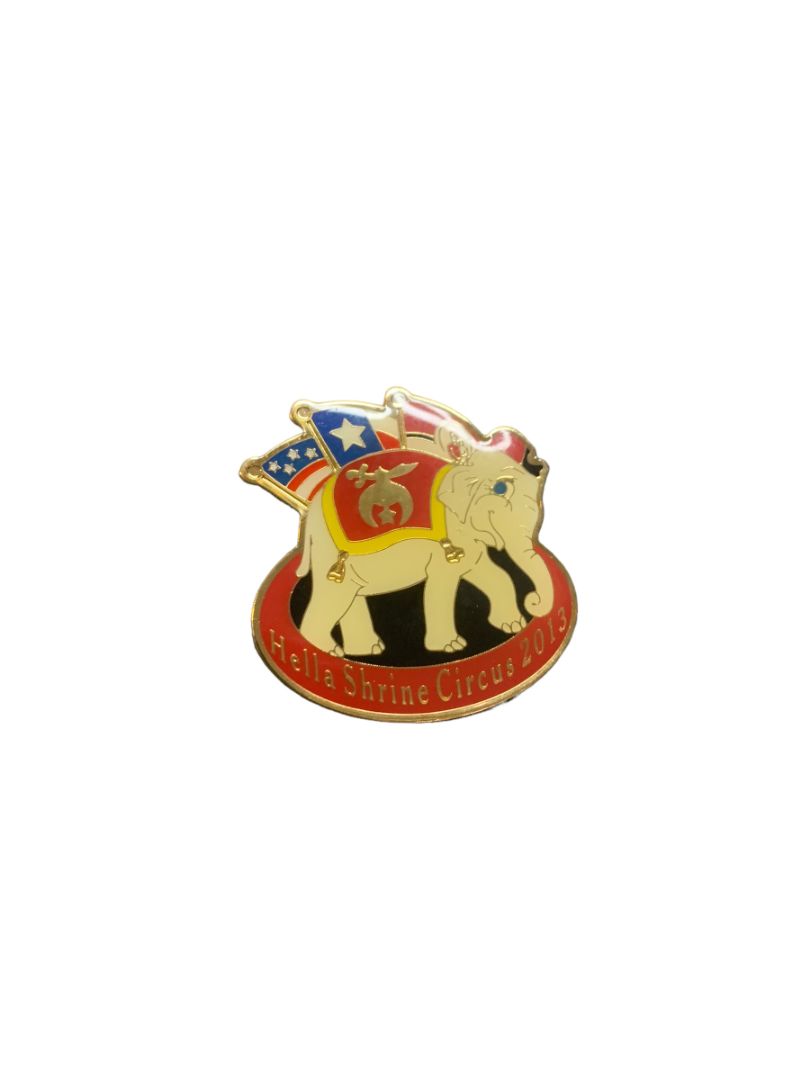 Lapel Pin Hella Shrine Circus 2013 Elephant Flags 1" Resin Metal New Shriners