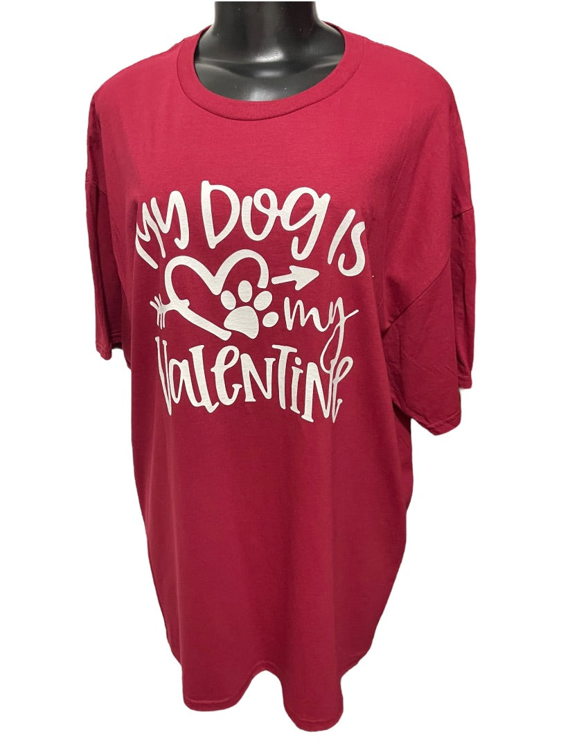 XL Fruit of the Loom HD Cotton My Dog Is My Valentine T-Shirt Red