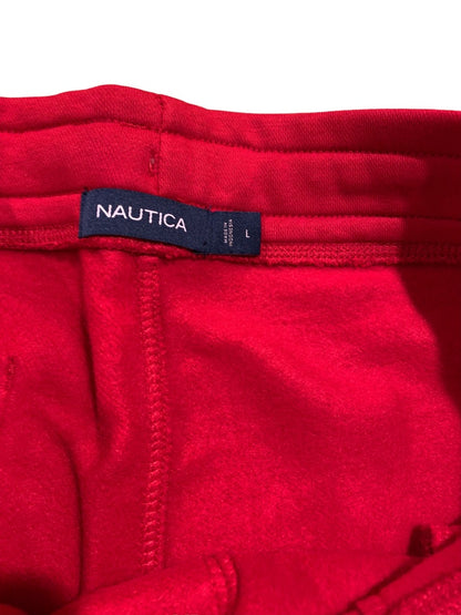 Large Nautica New Mens Red Fleece Lined Sweat Shorts Active Pockets KR9192