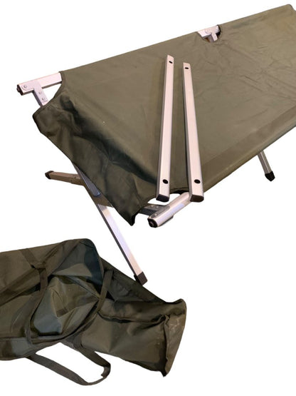 Aluminum Folding Camping Cot Bed Military Style 6' x 25" Collapsible Carrying Case