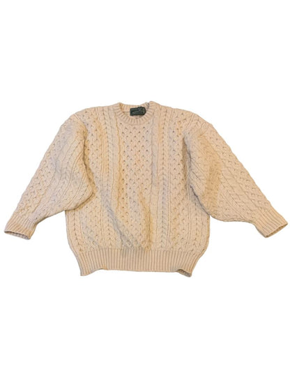 One Size British Wool Adult Unisex Cream Cable Knit 100% Wool