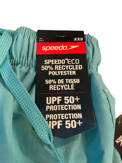 XXS Speedo Boys New Turquoise Black Swim Trunks UPF 50+ Sun Protection