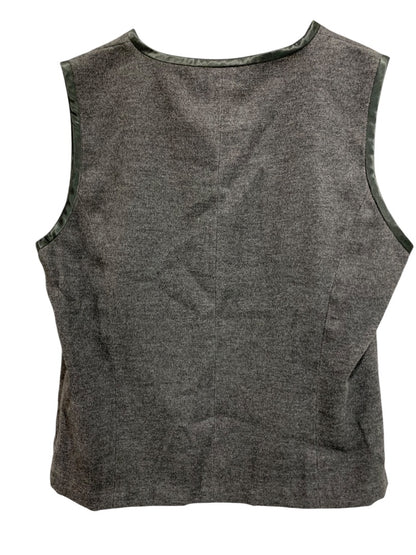 Size 4 Freeport Studio Womens Gray Sleeveless Satin Trim Fitted Shirt Sleeveless