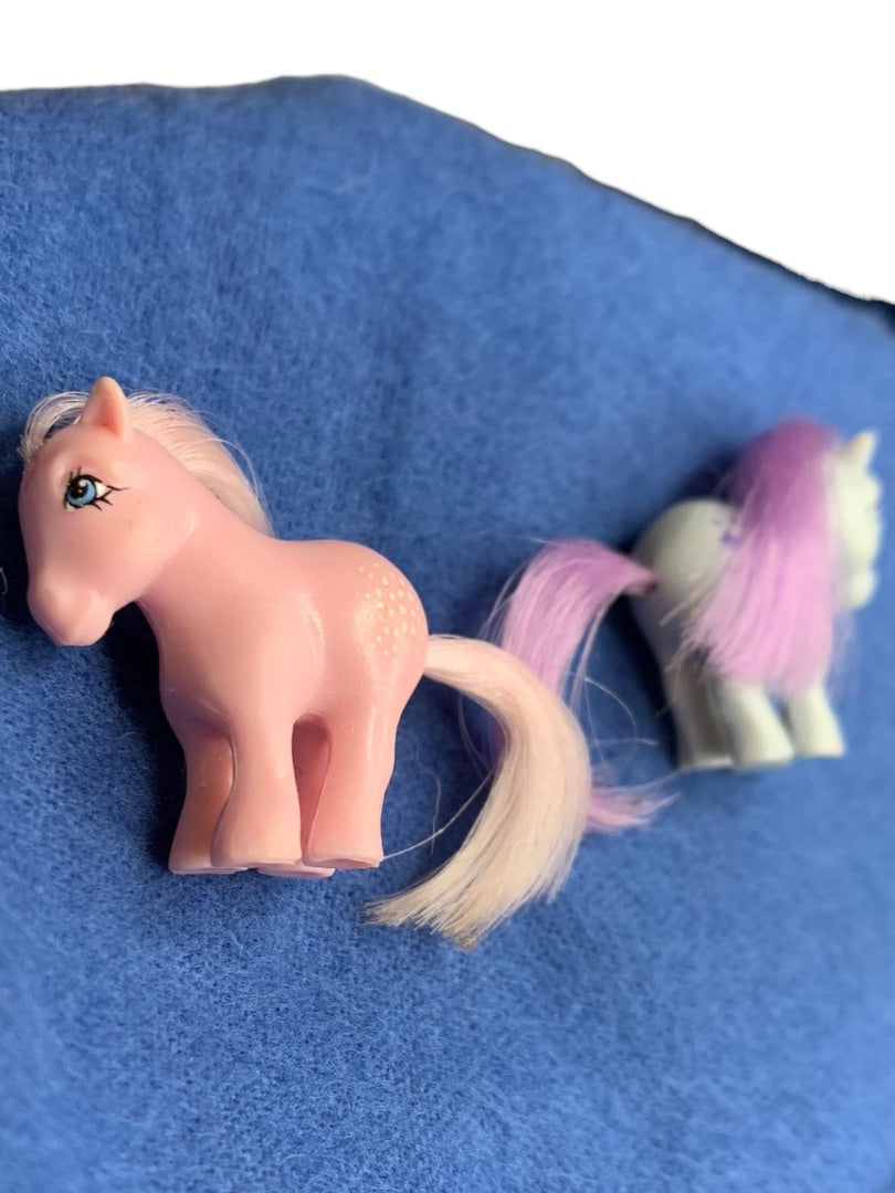 My Little Pony 1 Inch Minifigs Blue Belle Cotton Candy Minifigurines Hasbro Vintage
