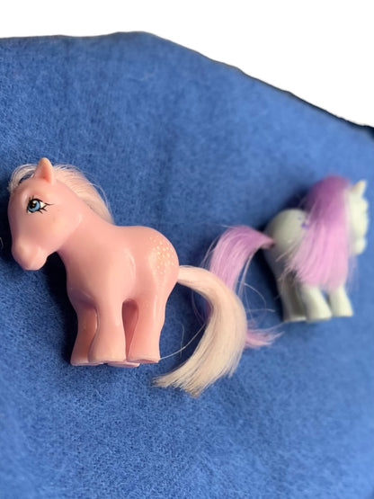 My Little Pony 1 Inch Minifigs Blue Belle Cotton Candy Minifigurines Hasbro Vintage