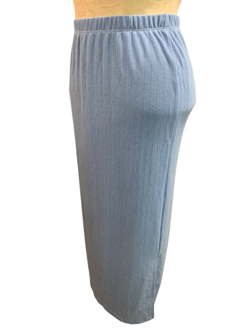 Small New In Ribbed Bodycon Midi Skirt Side Slits Blue Glittery Sparkles