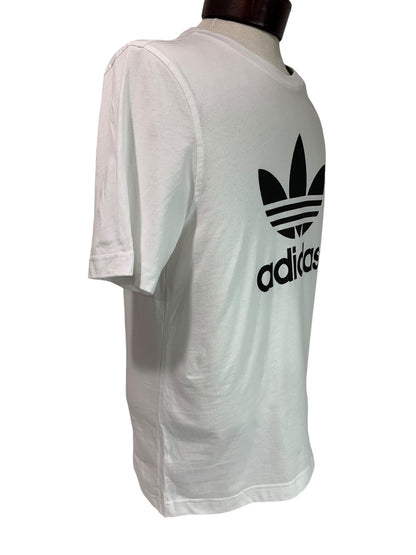 Small Adidas Mens White New Trefoil Tshirt White Black H0664