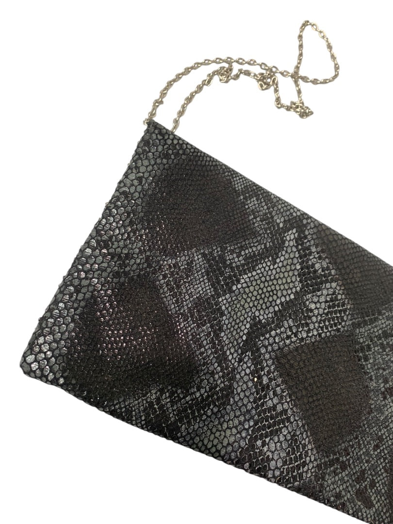 Y2K Convertible Envelop Clutch Shoulderbag Faux Snakeskin Sequin