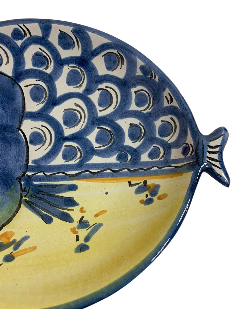 Vietri Fish Fish Blue 10 Inch Oval Dish Italy Pottery F 1990s
