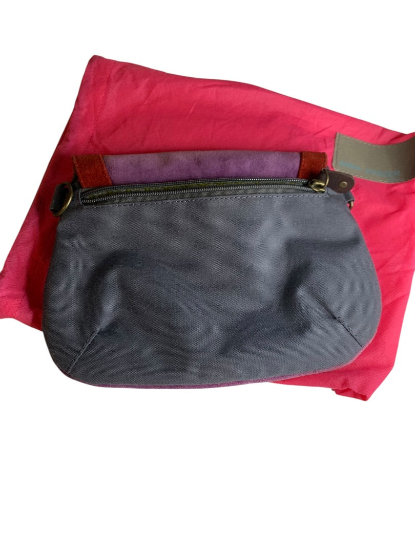 Anna Kaszer Paris Suede Handbag Clutch Purple Color Block Defects