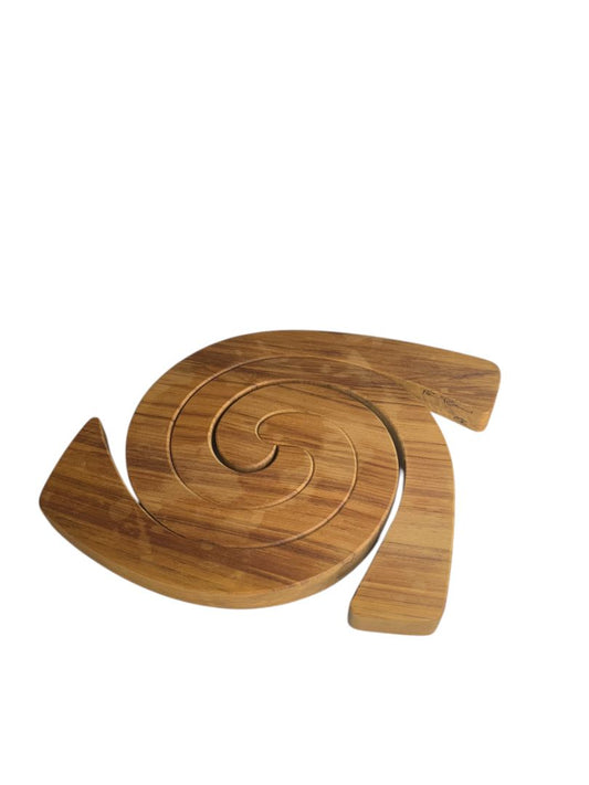 Rimu Timber New Zealand Signed Coil Trivet 3 Pieces 9 Inches Māori  Loop