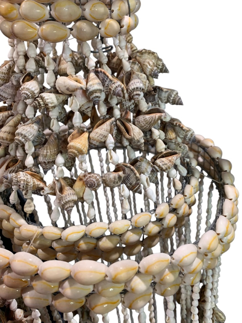 Vintage 48 Inch Seashell Windchime Chandelier Spiral Boho Coastal Chic