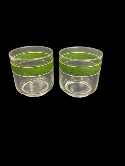 Set of 2 Corning Libbey Crazy Daisy 10 ounce Glass Short Drinking 3 Inches