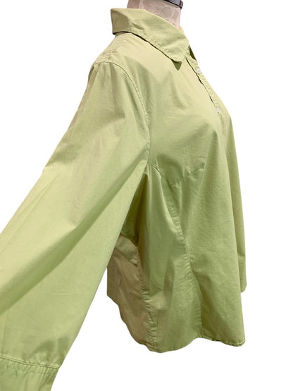 20W Merona Womens Yellow Green Button Up Shirt 3/4 Sleeve