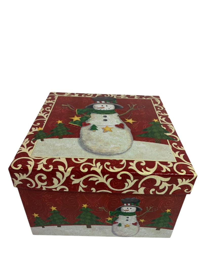 Set of 3 Holiday Christmas Boxes Gift Box Snowman 8 5 4.5 Inch