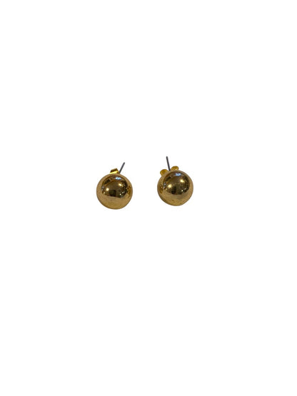 Goldtone Post Pierced Stud Earrings 12mm Ball Round Sphere