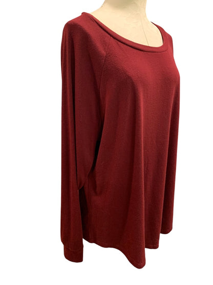 2XL Womens Burgundy Pullover Shirt Jersey Knit Long Sleeve