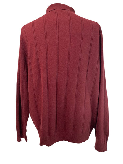 XL Tasso Elba Mens Cashmere Sweater Collared Burgundy