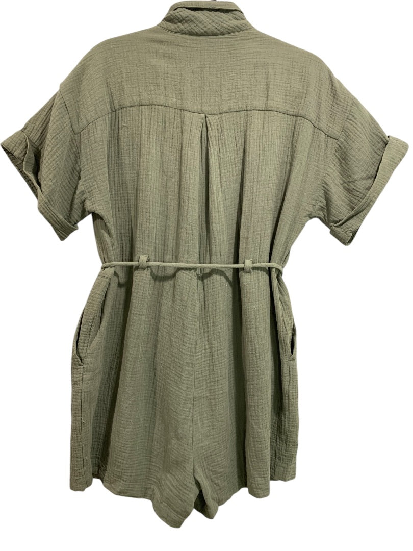 Medium Madewell Womens Safari Romper Gauzy Cotton Green