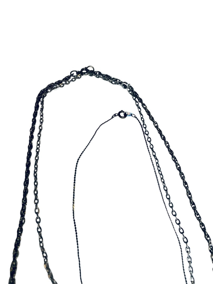 3 Vintage Silvertone Chain Necklaces Spring Clasps 16 22 24 Inch