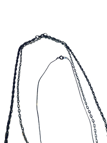3 Vintage Silvertone Chain Necklaces Spring Clasps 16 22 24 Inch