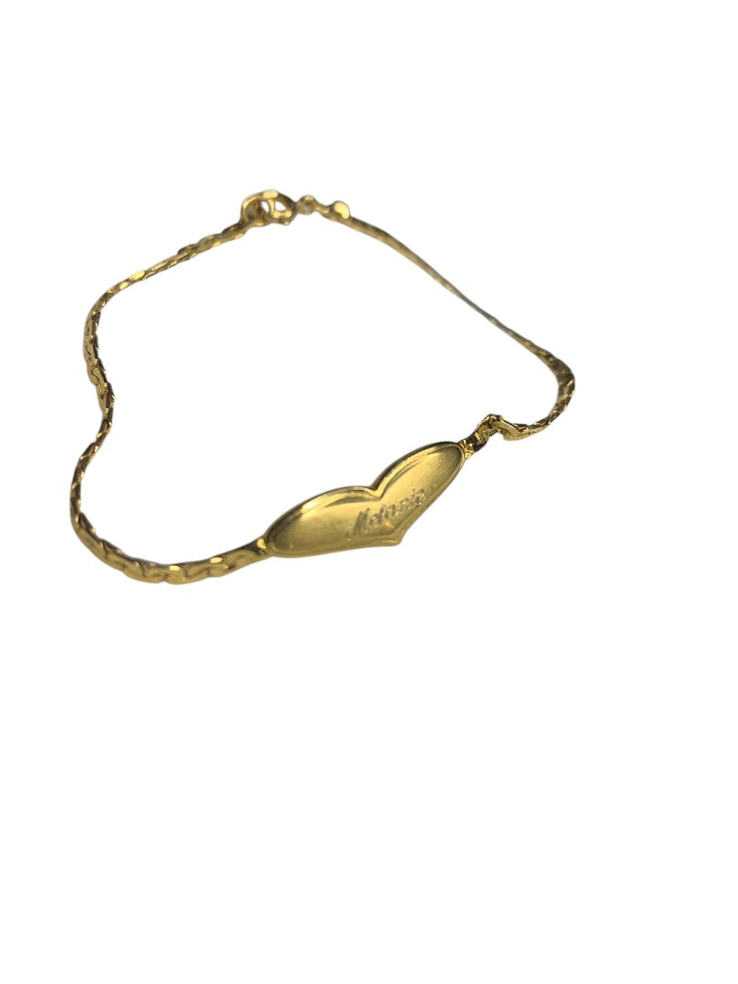 Vintage Goldtone ID Bracelet Heart "Melanie" 7 Inch Spring Clasp