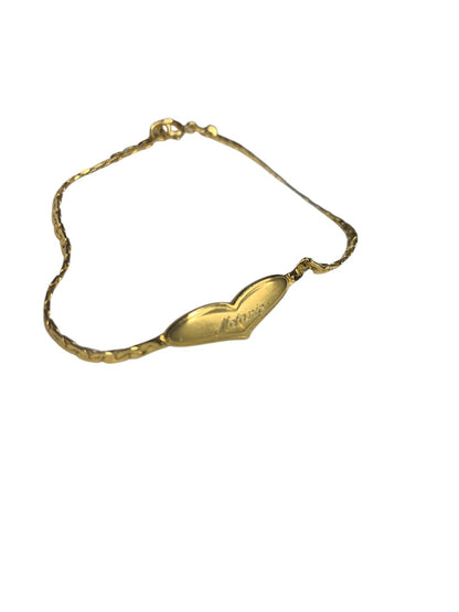 Vintage Goldtone ID Bracelet Heart "Melanie" 7 Inch Spring Clasp