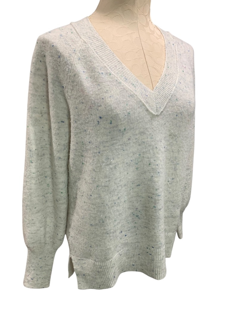 Medium LOFT Womens Speckled V-Neck Pullover Sweater