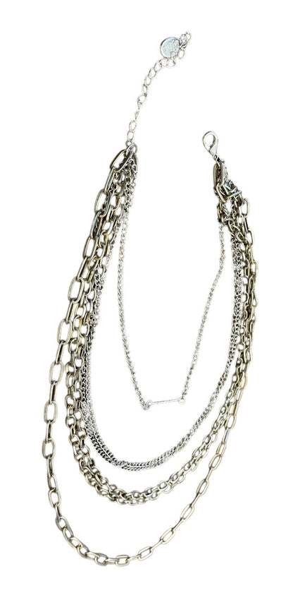 Icing MultiStrand Layered Chain Link Silvertone Goldtone Adjustable Necklace 15"